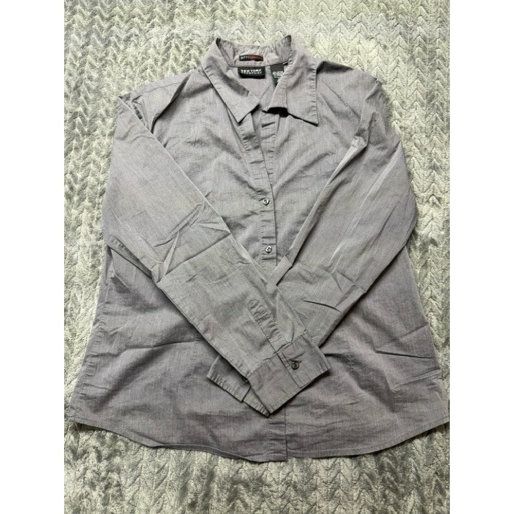 New York & Company City Stretch Gray Button Down Shirt XL Long Sleeve 0655